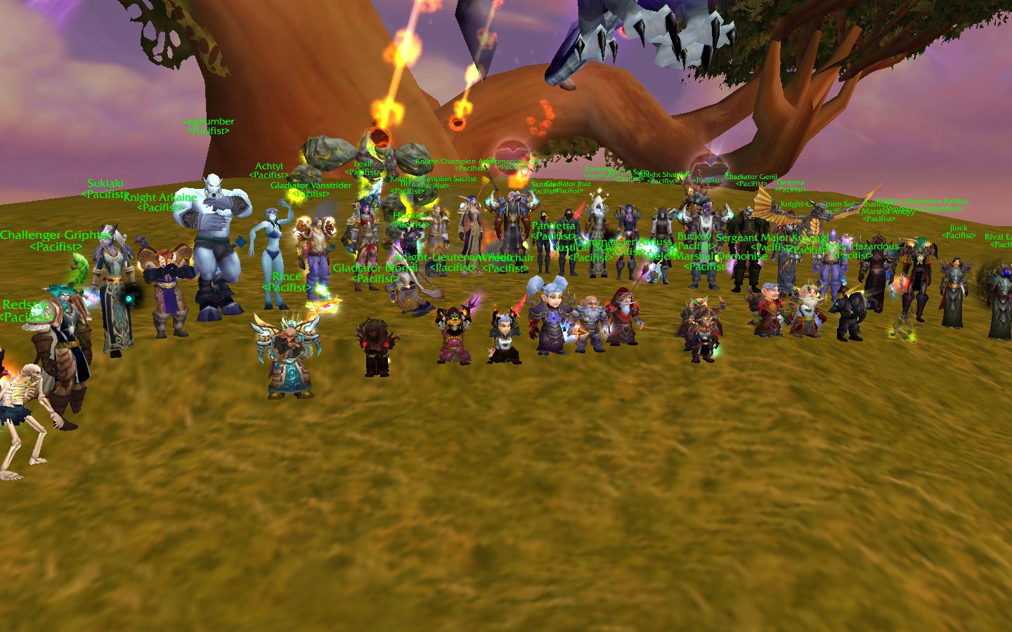 The guild <Pacifist> gathered together in World of Warcraft